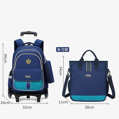 School Bag Kids Rolling Backpack for Boy Girls Wheeled Backpacks With Wheels Trolley Bookbag Carry on Luggage with Shoulder Bags