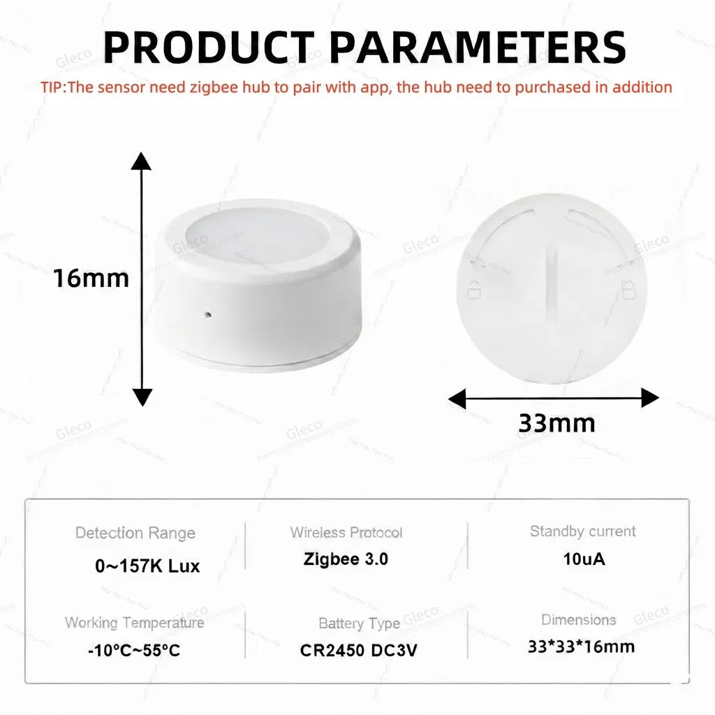 ZigBee Light Sensor Luminance Sensor Illumination Brightness Detector Home Automation With TUYA Smart Life Z2M Device Linkage
