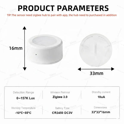 ZigBee Light Sensor Luminance Sensor Illumination Brightness Detector Home Automation With TUYA Smart Life Z2M Device Linkage