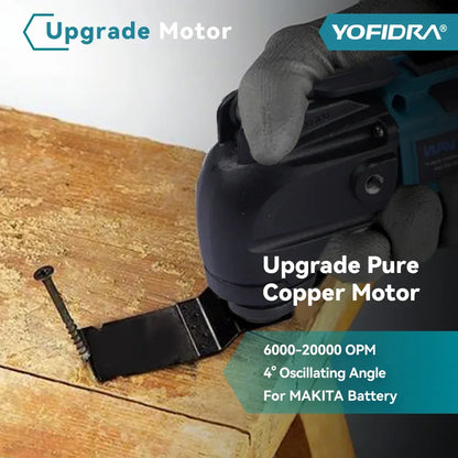 YOFIDRA Cordless Oscillating Multi Tool 6 Gears Electric Cutting Polishing Trimming Machine Power Tool For Makita Battery Pin