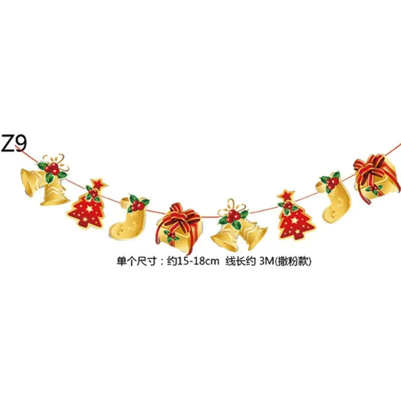 Christmas Banner Tree Ornaments Merry Decoration for Home 2025 Santa Claus Pendant Xmas Gifts New Year 2026 Flag Party Pulling