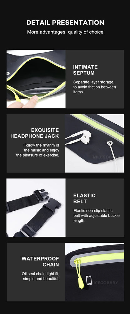 Sports waist pack Multi-functional outdoor running mobile phone men's and women's fitness waterproof invisible pocket ultra-thin