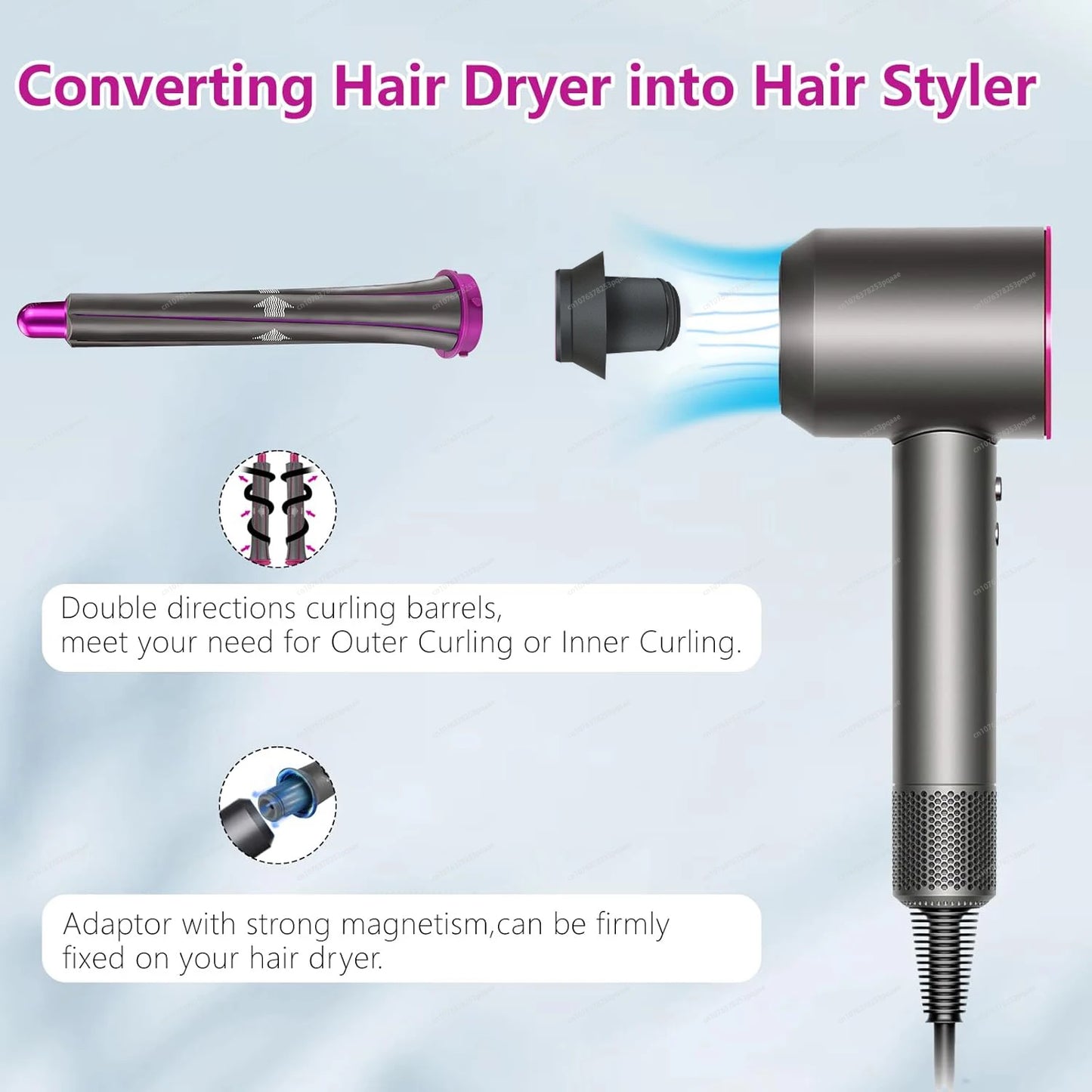 Auto Hair Dryer Curling Attachment 20/30mm Curling Nozzle For Dyson Airwrap&HairDryer Attachment Styling Nozzles For Dyson HD08