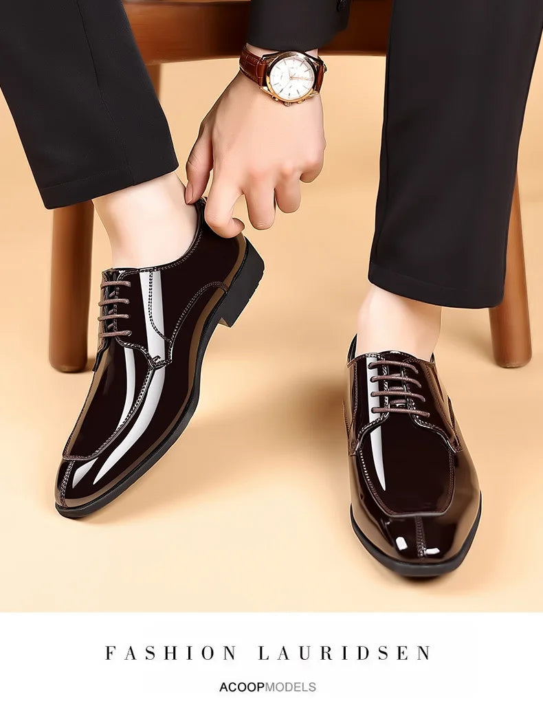Business Men's Dress Shoes Patent Leather Trend Mens Party Shoe Soft Sole Casual Shoes Plus Size 38-48 Men Shoes High Quality