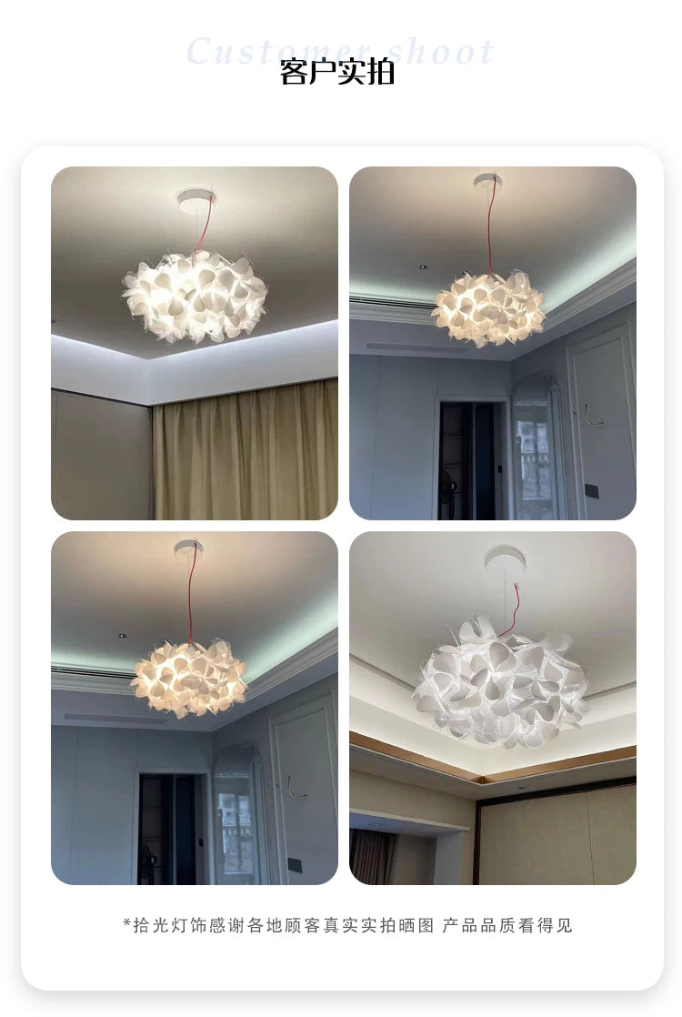 Modern Hanging Ceiling Lamp Chandelier for Living Room Lustre Petal Pendant Chandelier Bedroom Restaurant Black Indoor Lights