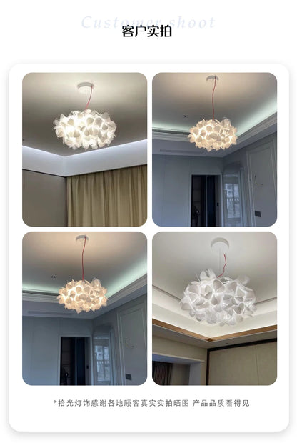 Modern Hanging Ceiling Lamp Chandelier for Living Room Lustre Petal Pendant Chandelier Bedroom Restaurant Black Indoor Lights