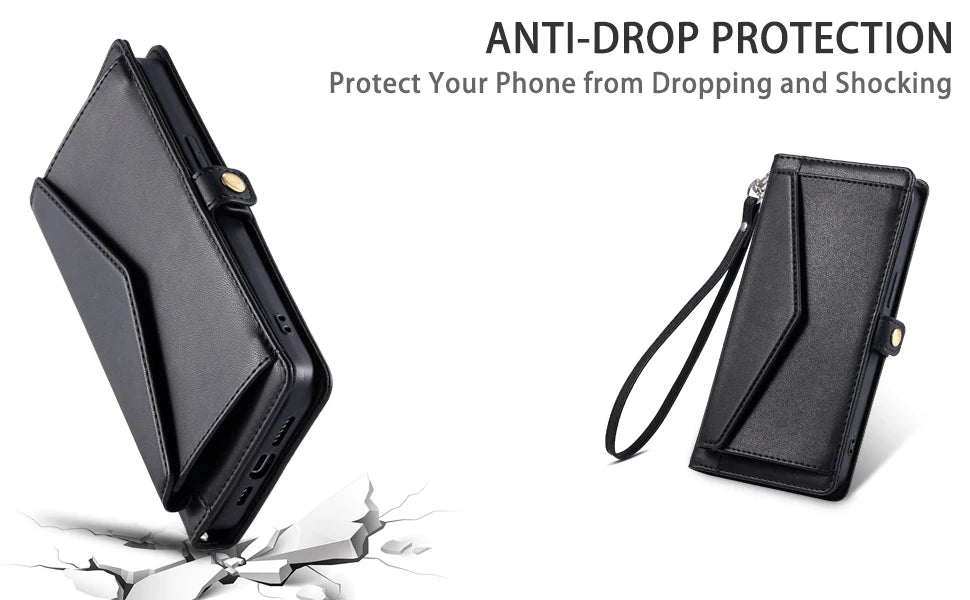 Coque Xiaomi 14 13 12 11 10 - Flip Wallet avec Porte-Carte et Lanière