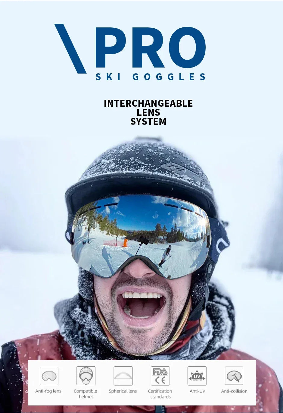 NATFIRE Ski Goggles Double Layers Anti-fog UV400 Snowboard Snow Goggles Snowmobile Glasses Eyewear Outdoor Sport Skiing Googles