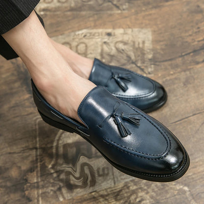 Brogues Shoes Men High Quality Social Leather Shoes British Tassels Formal Leather Men Wedding Business Dress Leather Shoes Male