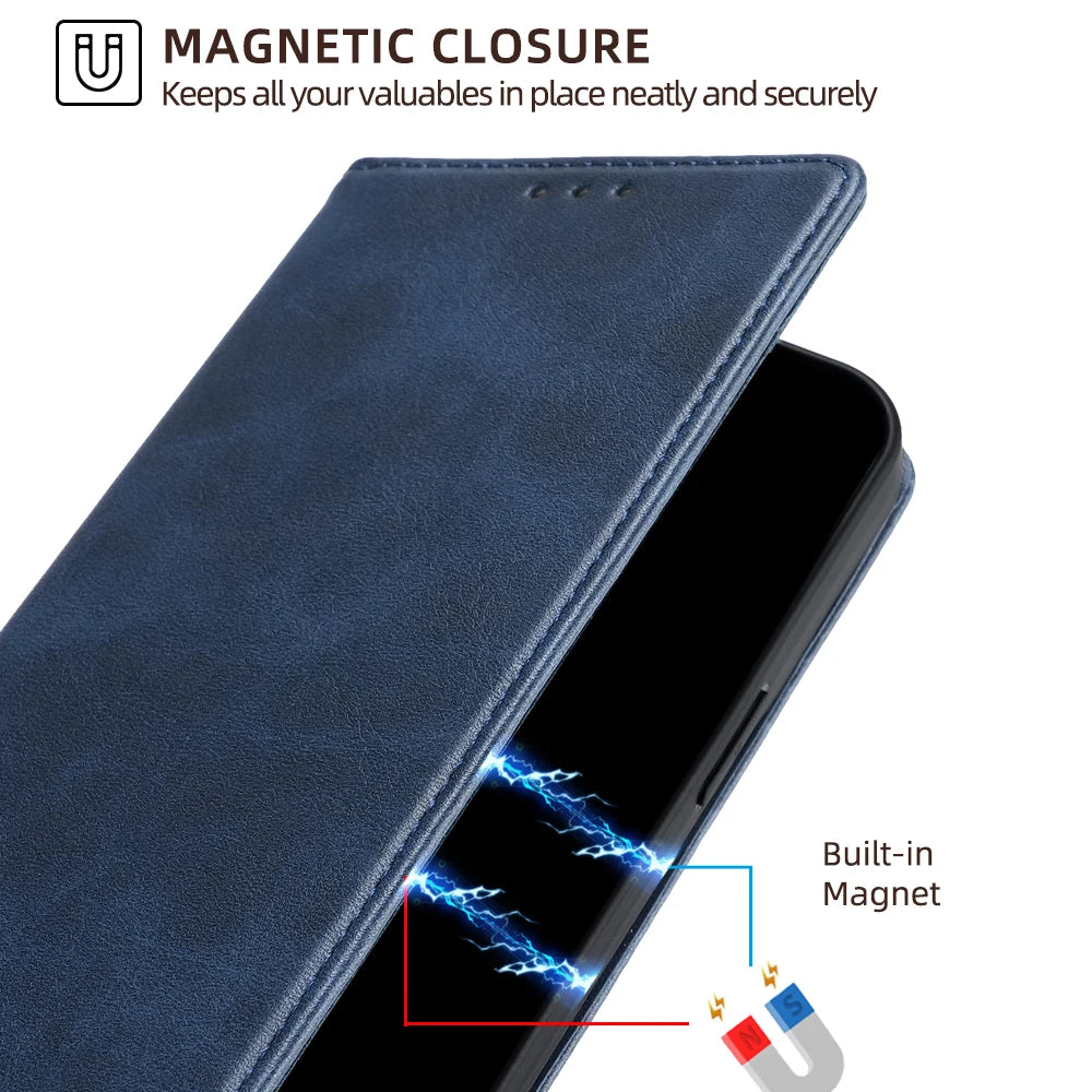 Business Magnetic Phone Case for Tecno Spark 20 10 Pro 20C 10C 8C Spark GO 2024 Pop 8 Pro Leather Wallet Case Flip Cover