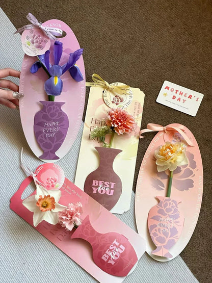 10Pcs Mother's Day Flower Box Creative Vase Shape Single Bouquet Flower Arrangement Handbag Valentine's Day Wedding Gifts Decor