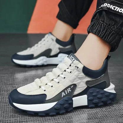 Men's Breathable Low-Top Dad Shoes with Thick Sole Comfortable Running Sneakers Korean Style Spring Season Sport Shoes