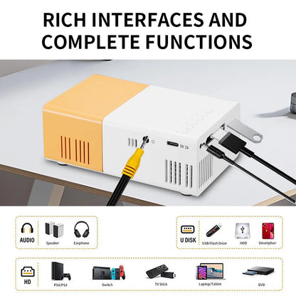 Compact Mini Projector, 320*240 Native Supporting 1080P USB Connectivity, Remote Included | Works with Smartphones, Tablets