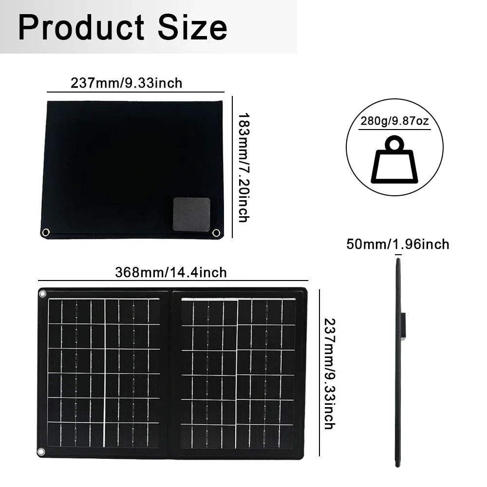 Practical Solar Panel Foldable Power Bank SOECOPO 40W Portable Charge Phone Outdoor Activities  USB + Type - C 5V/2.4A Camping