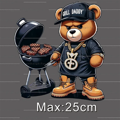 Teddy Bear Street Style Ironing Sticker Clothes DTF Fashion T-shirt Hoodie DIY Hot Transfer Printing Hot Sticker Waterproof