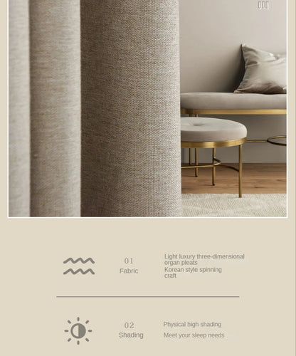 Japanese Simple Thickened Living Room Blackout Curtain Light Luxury High End Fresh Bedroom Curtains 2025 New Velvet Linen Drapes