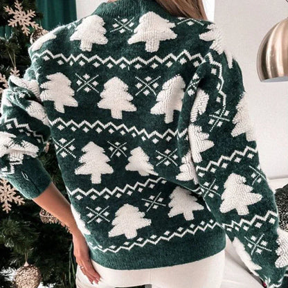 Winter 2025 Women Knitted Sweater 3D Santa Tree Print Warm Thick Jumpers Christmas Sweaters Long Sleeve Pullover Tops Xmas Look
