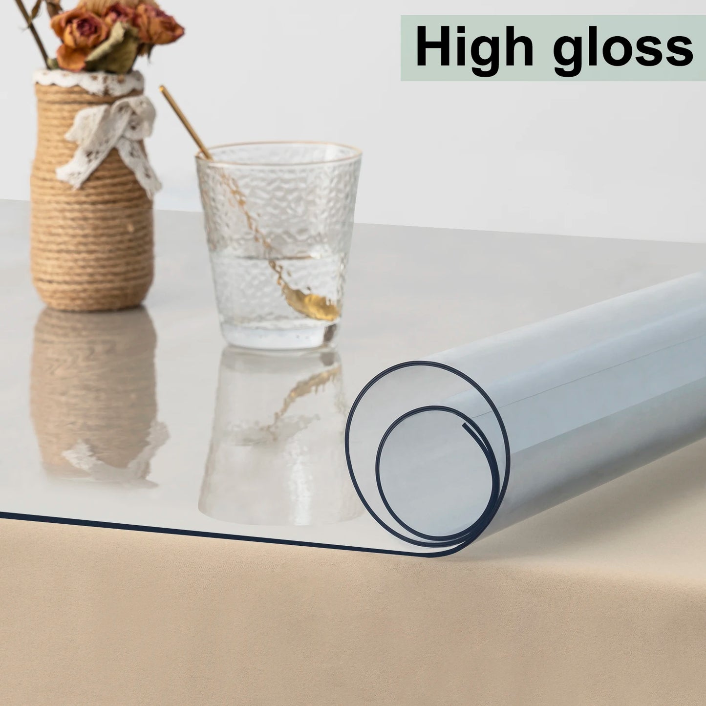 2mm Rectangular Table Film Crystal Clear PVC Transparent  Waterproof Tablecloth Christmas Decoration High Gloss Protector Cover