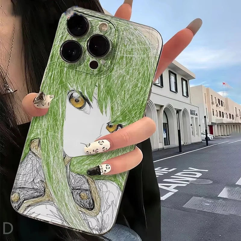 Messy Lines Comic Role Transparent Phone Case For iPhone 16e 16 Pro Max 15 14 Plus 13 12 11 Pro Shockproof Silicone Back Cover