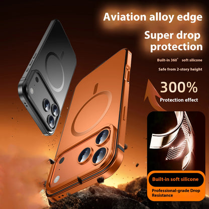 Stainless steel frame magnetic ultra-thin protective case, for iPhone 17 16 Pro Max, supports wireless charging, original
