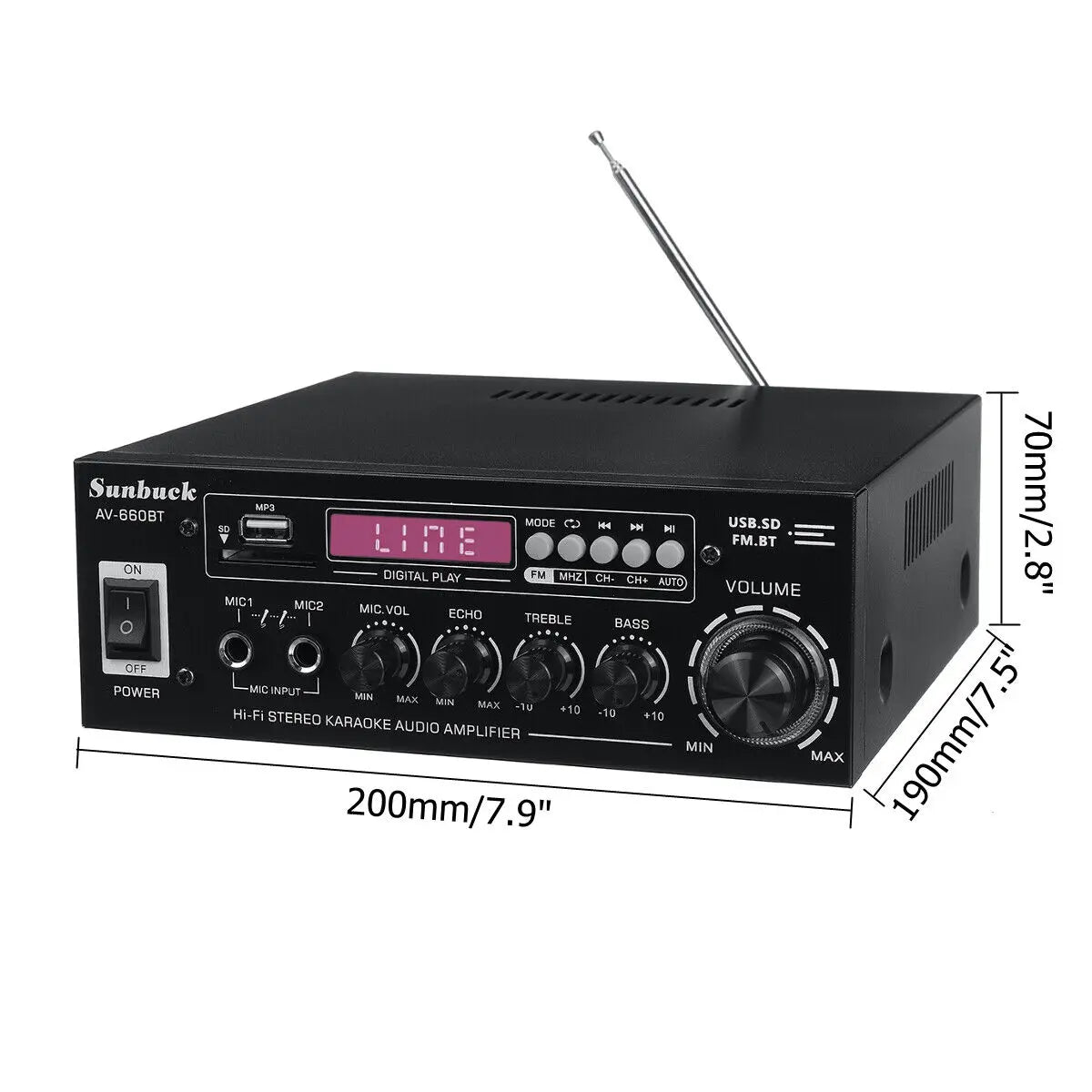 AK35/AV-660BT Audio Power Amplifiers 2 Channel Bluetooth-Compatible HIFI Sound Amplificador 110/220V Home Theater Sound System