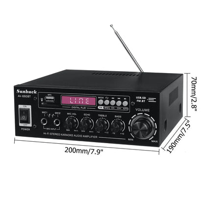 AK35/AV-660BT Audio Power Amplifiers 2 Channel Bluetooth-Compatible HIFI Sound Amplificador 110/220V Home Theater Sound System