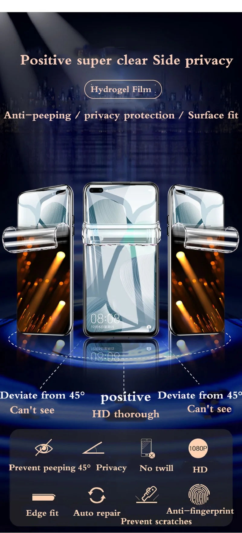RedmiNote13Pro+ Privacy Screen Protector For Redmi Note13 Matte Hydrogel Film RedmiNote 13Pro HD Blue Soft Full Coverage