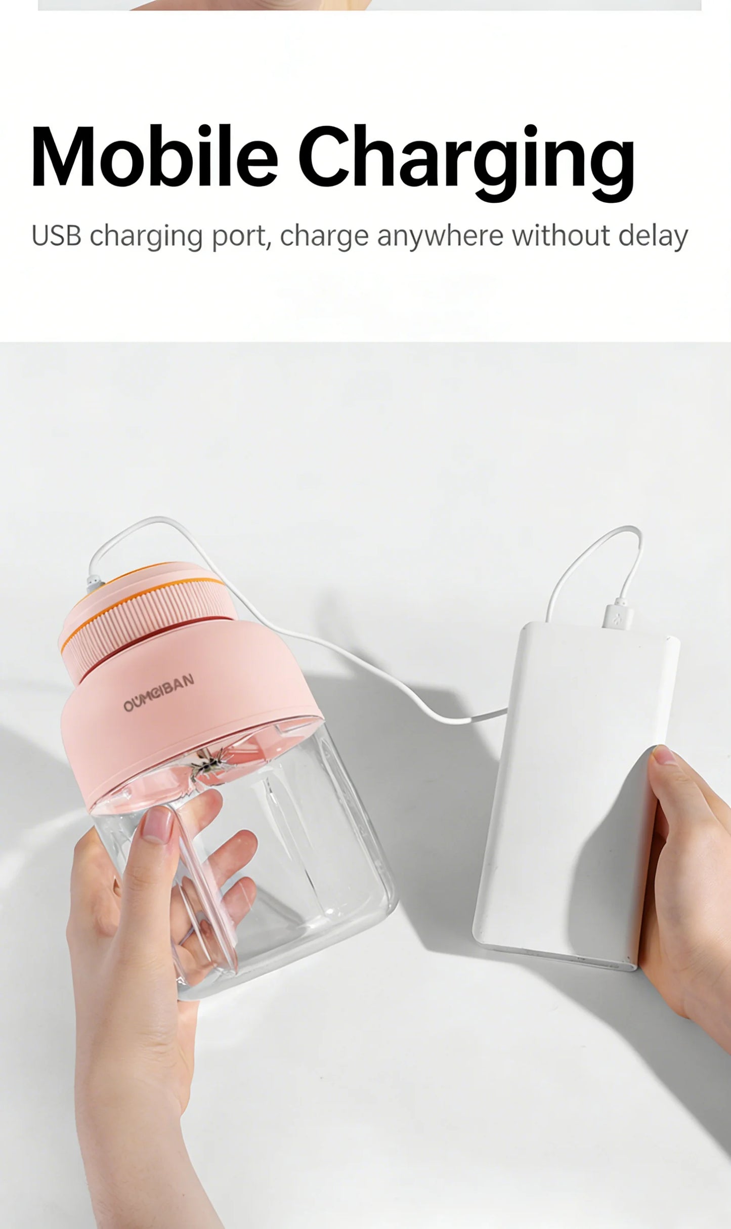 High Aesthetic 1300ml Large Capacity USB Rechargeable Portable Blender Juicer, Kitchen Fruit Juicer, Food Prep