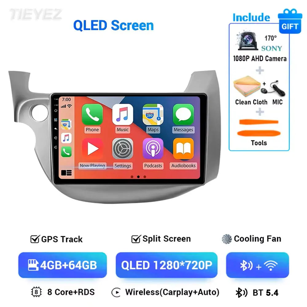 Android 15 Car Radio For Honda Fit Jazz 2008-2013 2din Android 12 Carplay Multimidia Video Player Navigation GPS Head Unit