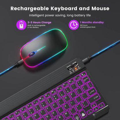 Mini Keyboard Wireless Bluetooth Keyboard 7 Color Backlit Rechargeable Keyboard Silent Keyboard For PC Android Windows iPad
