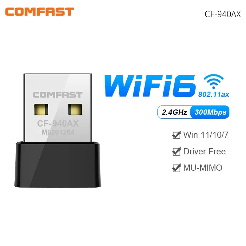 COMFAST WiFi 6 Wi-Fi Adapter Mini AX600 Network Card USB WIFI Dongle 2.4GHz Cle Wi-Fi Lan Adapter Driver Free 600M WIFI Receiver