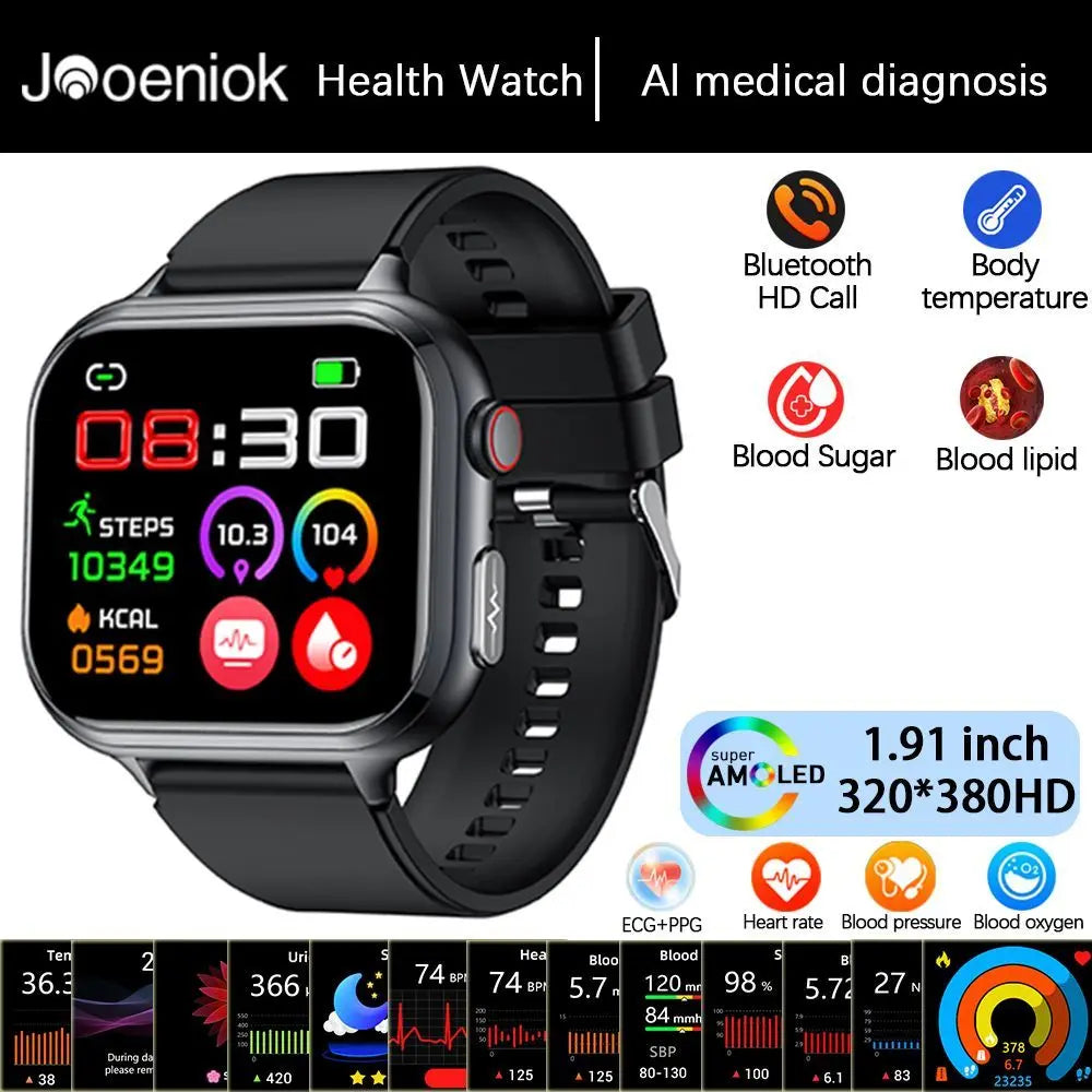 2025New Medical Grade ECG+PPG Smart Watch BMI Body Fat Uric Acid Painless Non-invasive Blood Sugar Monitoring Calling Smartwatch