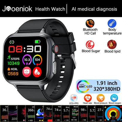 2025New Medical Grade ECG+PPG Smart Watch BMI Body Fat Uric Acid Painless Non-invasive Blood Sugar Monitoring Calling Smartwatch