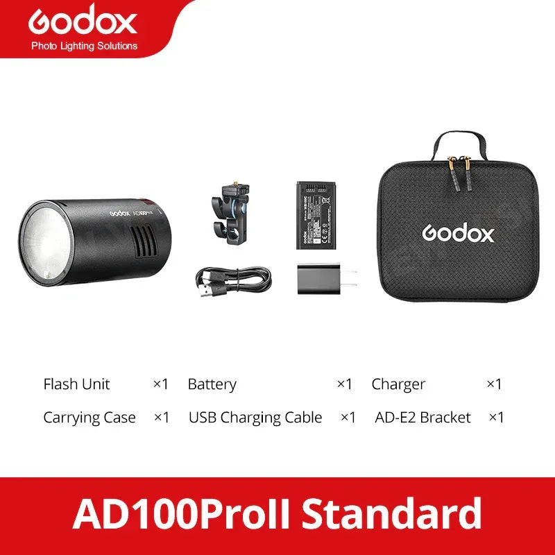 Godox AD II Series Out-door TTL Flash AD100/200/300/400/600PROII For Nikon Canon Sony Fuji Olympus LED Modeling Lamp