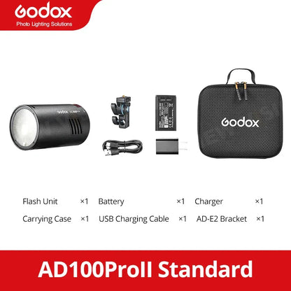 Godox AD II Series Out-door TTL Flash AD100/200/300/400/600PROII For Nikon Canon Sony Fuji Olympus LED Modeling Lamp