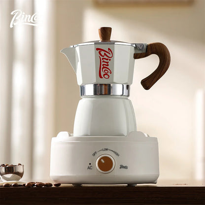 Bincoo Coffee Moka Pot Set with Electric Heating Plate for Home Use Small Espresso Extraction Machine Complete Brewing Kit