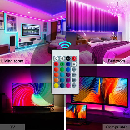 LED USB Strip Light Color Changing 5050 RGB LED Flexible Lights with 24 Keys for Children Gaming Room Home Party TV Backlight