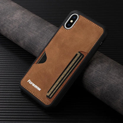 Retro Card Holder Phone Case for iPhone 17 16 15 14 13 12 11 Pro Max 16E Mini XS XR SE 7 8 Plus Busines Wallet PU Leather Cover