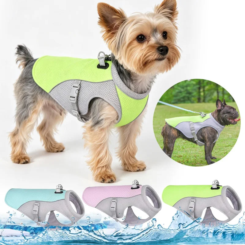 Dog Cooling Vest Harness, Lightweight Breathable Small Puppy Cooler Jacket with Adjustable Buckle for Outdoor Beach, Hiking, Tr