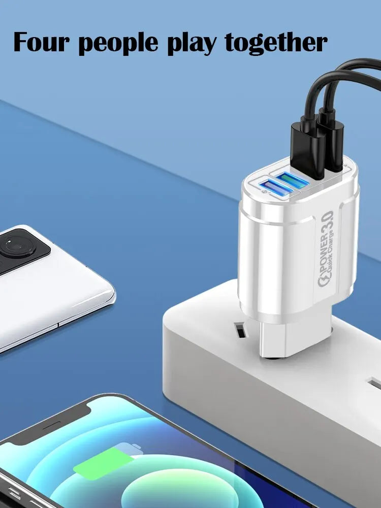 4 USB 48W USB Charger Fast Charge 4 Ports QC 3.0 Charging EU US Plug Adapter Wall Travel Charger For iPhone Xiaomi Mobile Phone