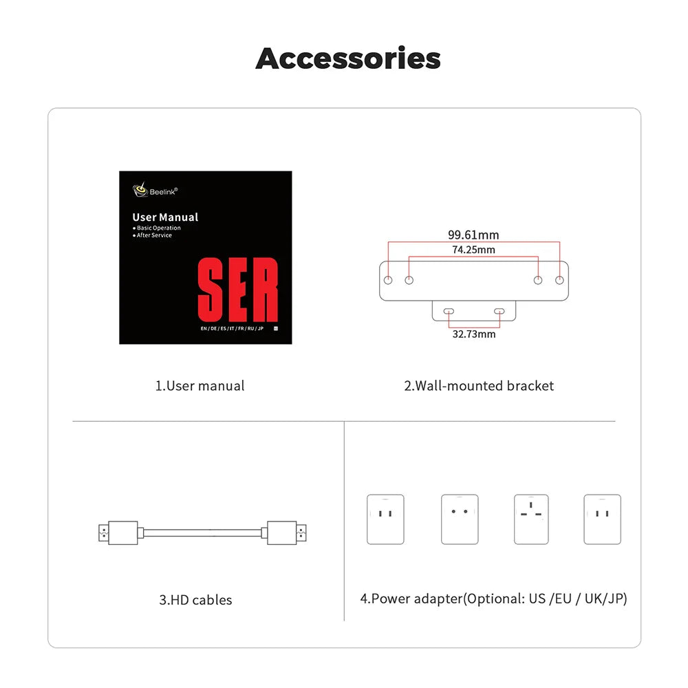 Beelink Mini PC SER5 Max AMD R7 6800U 7735HS R5 5500U R3 3200U 16G 500G NVME Windows Type-C Triple Screen Gamer Mini Computer