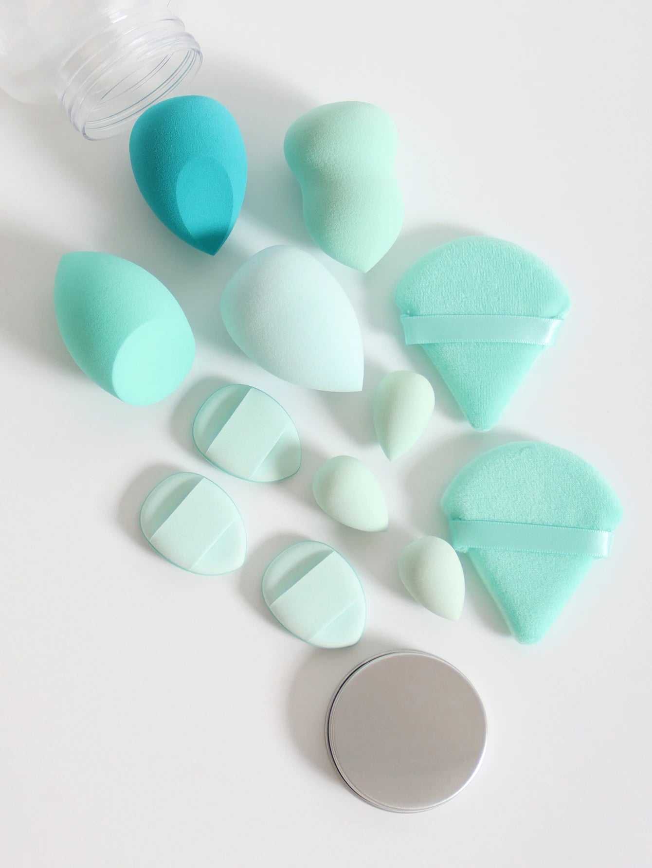 12Pcs Makeup Sponge Set with Storage Jar Latex-Free, Makeup Sponge Finger Puff, Dual-Use Wet & Dry Foundation Cosmetic Puffs