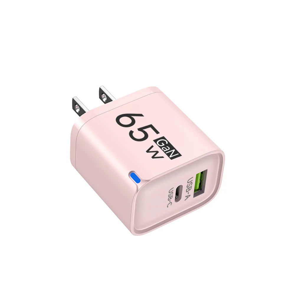 GaN 65W USB C Charger 3 Ports Quick Charge 3.0 QC3.0 Fast Charger Travel Wall Adapter for iPhone Samsung Xiaomi Huawei EU UK US