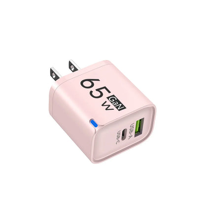 GaN 65W USB C Charger 3 Ports Quick Charge 3.0 QC3.0 Fast Charger Travel Wall Adapter for iPhone Samsung Xiaomi Huawei EU UK US
