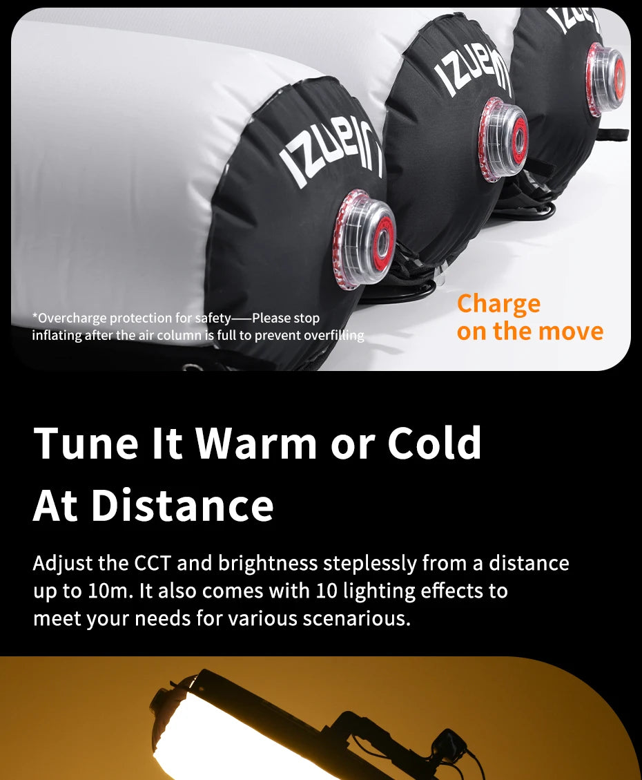 Ulanzi AL60 Inflatable Foldable Air Tube Light LED Light Fill Light 2700-6500K 2070Lux/0.5m with Remote control for Photography