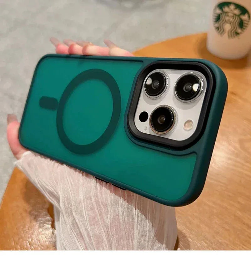 Luxury Wireless Charge Magsafe Transparent Phone Case For iPhone 11 12 13 14 15 16 Pro Max Plus Magnetic Matte Bumper Cover