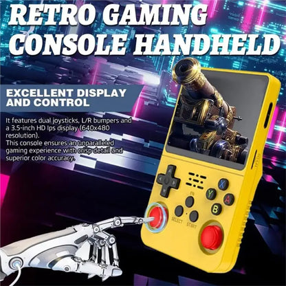 A13E-Retro Handheld Game Console R36S 3.5" IPS Screen 128GB Storage Dual 3D Joystick 3200Mah Battery Video Gaming Device