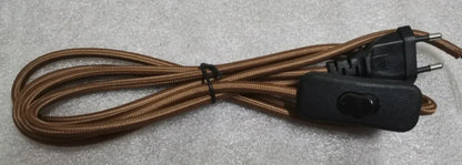 2m AC 220-250V EU Power Cord with Switch Fabric Covered Electrical Power Cable For DIY Table Lamp Cord