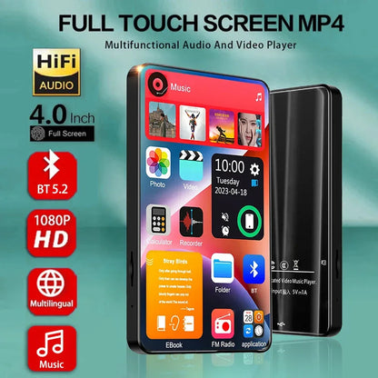 4 Inch Full Touch Screen MP3 Player Bluetooth 5.2 Walkman MP4 16GB Built-in Speaker Music Player with FM Radio Recorder E-Book