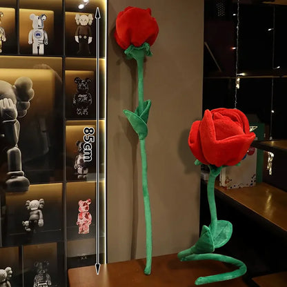 85cm Large Red Plush Artificial Rose Bouquet Stuffed Bendable Bouquet Soft Floral Home Decoration Valentine's Day Mother's Day g
